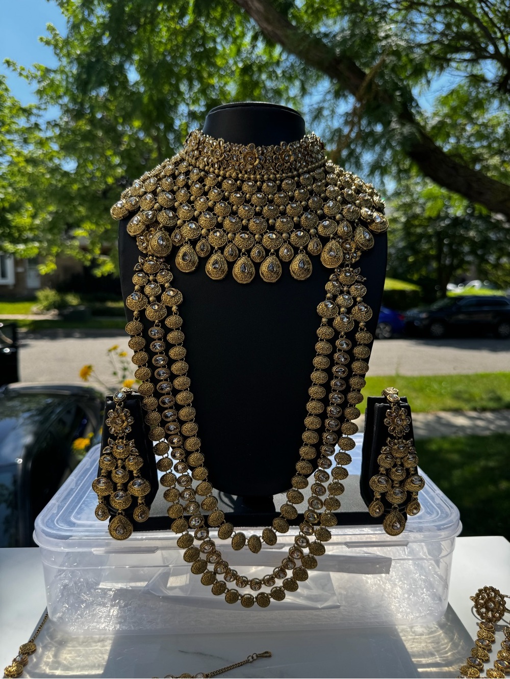 BRAND NEW Traditional Gold-Tone Layered Bridal Necklace Set